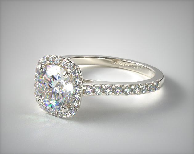 14K White Gold Cushion Cut Engagement Ring