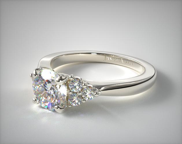 14K White Gold Triple Diamond Engagement Ring