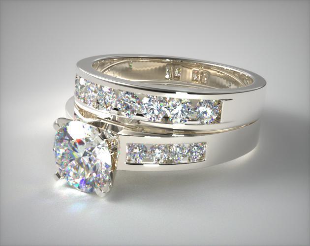 Platinum Channel Set Diamond Wedding Set1715114202p