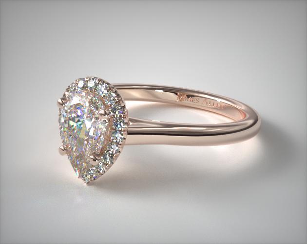 Pave Halo Diamond Engagement Ring (Pear Center) | 14K Rose Gold | 17301R14