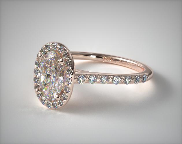 1.5 ctw Oval Halo Engagement Ring - Rose Gold 9