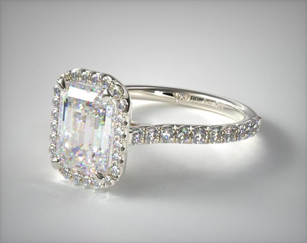 Platinum Pavé Set Engagement Ring (Emerald Center)