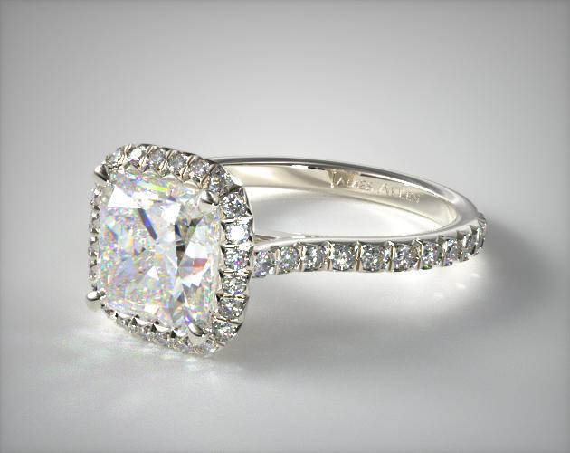 Platinum Pavé Set Engagement Ring (Cushion Center)