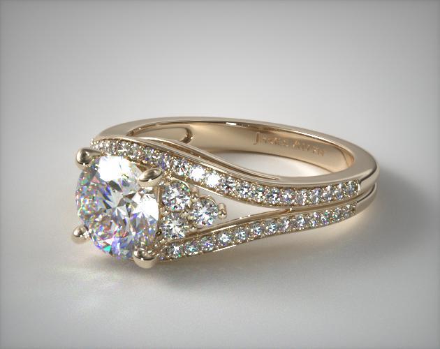 Double Pave Diamond Engagement Ring 14k Yellow Gold 17408y14