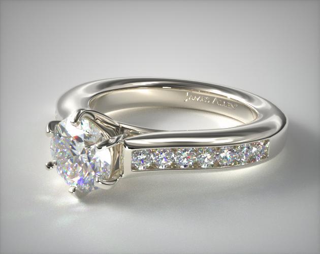 14K White Gold Channel Set Cathedral Engagement Ring