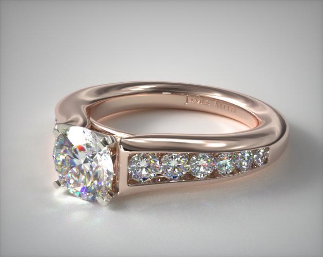 14K Rose Gold Graduated Channel Engagement Ring