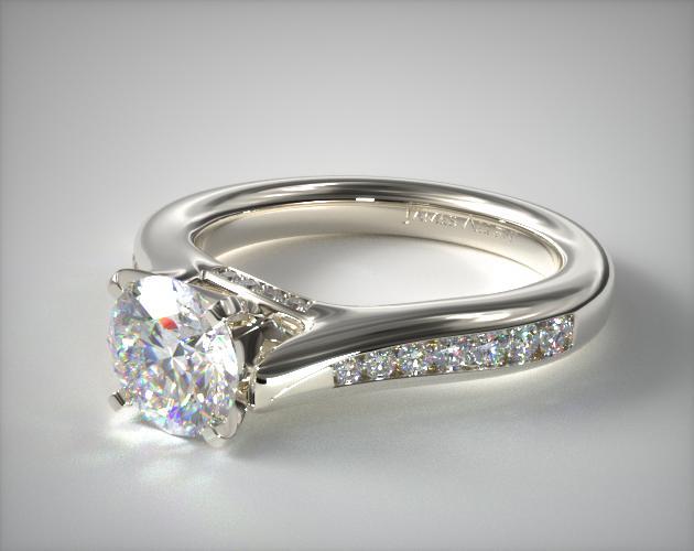 14K White Gold Bypass Channel Engagement Ring