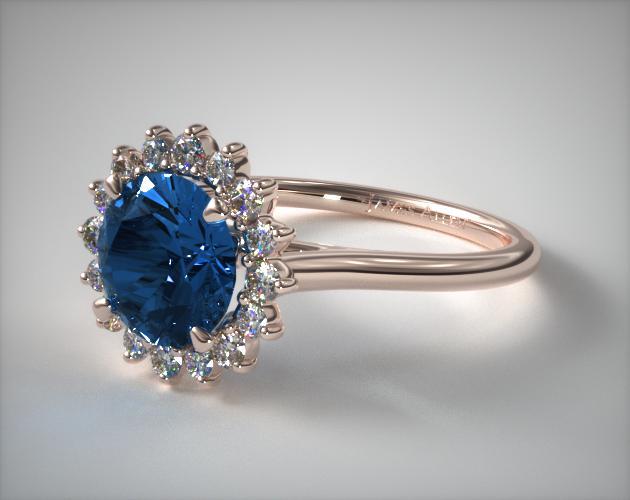 14k Rose Gold Diamond Pave Sunburst Engagement Ring