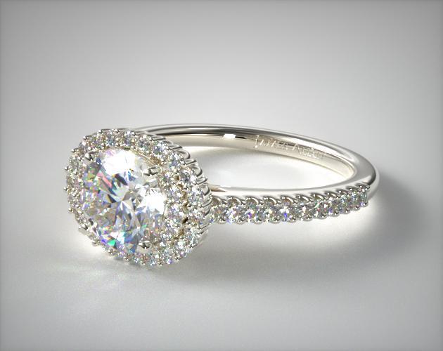 18K White Gold East West Oval Halo Engagement Ring