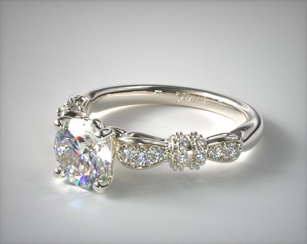 14K White Gold Ribbons and Bows Engagement Ring