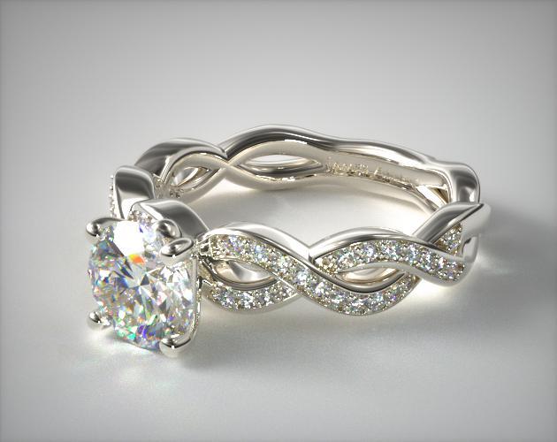 14K White Gold Bright Set Infinity Engagement Ring