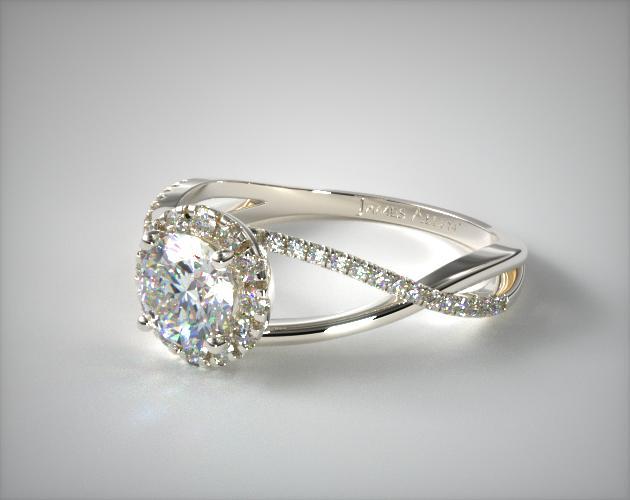 14K White Gold Infinity Halo Engagement Ring