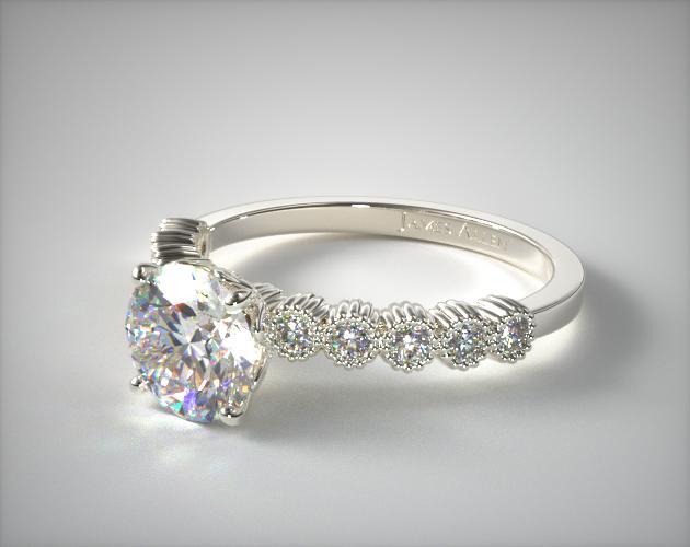 14K White Gold Lotus Flower Diamond Engagement Ring 17966w14