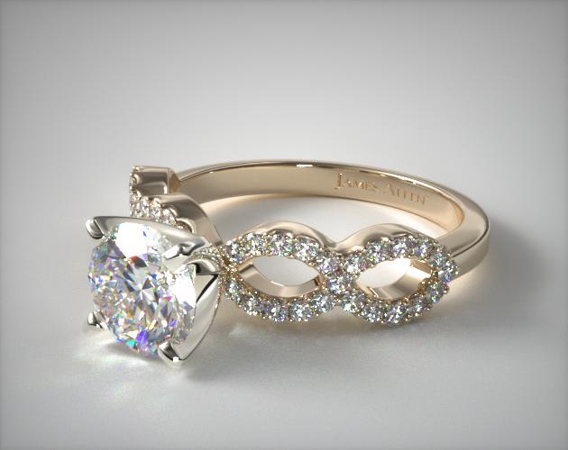Pave Infinity Diamond Engagement Ring 18K Yellow Gold 17972Y