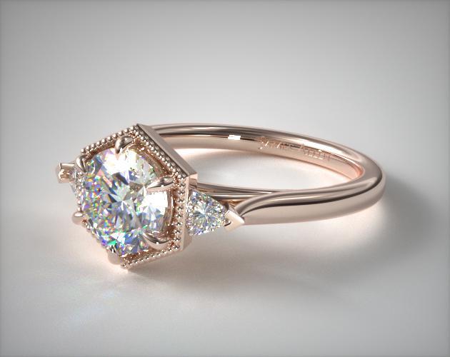 Hexagon engagement shop ring rose gold