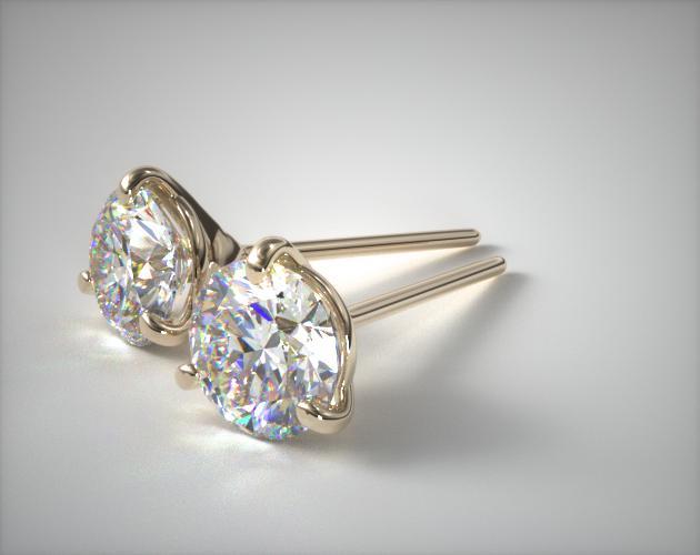 Earrings Diamond Stud Earrings 18k Yellow Gold Three Prong