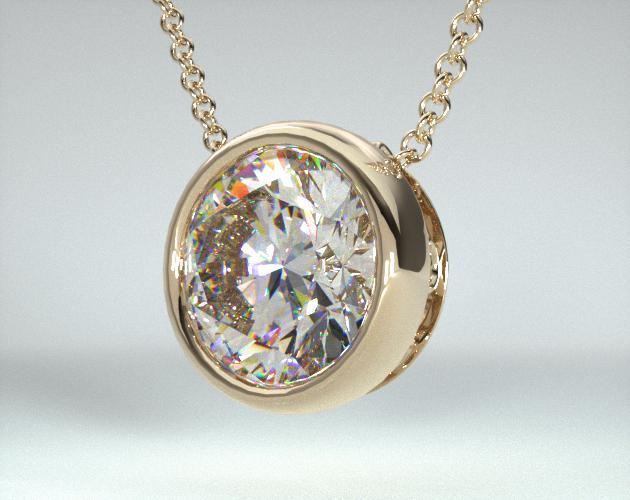 fine jewelry, design your own pendants, 14k yellow gold bezel diamond