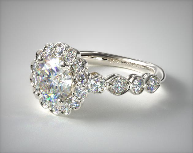 Platinum Diamond Floral Halo engagement Ring