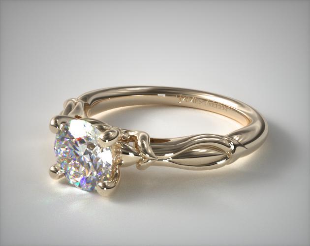 14K Yellow Gold Wrapped Hearts Bombay Engagement Ring