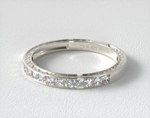 18K White Gold 0.51ct Channel Set Princess Shaped Diamond Wedding Ring