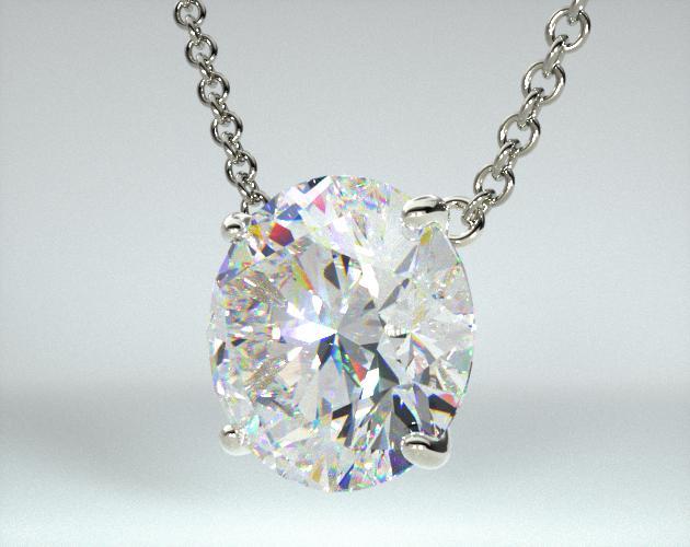 18K White Gold 4 Prong Wire Basket Solitaire Pendant (Mounting)