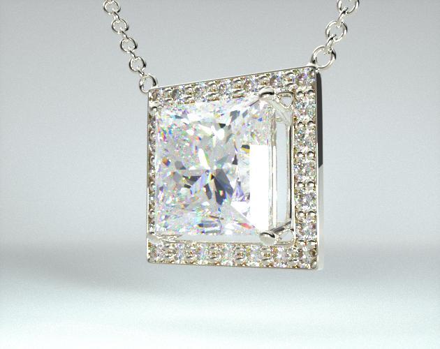 18K White Gold Pavé Set Frame Pendant Setting