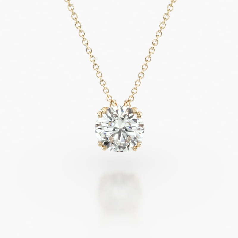 14K Yellow Gold Double Prong Diamond Pendant (Mounting)