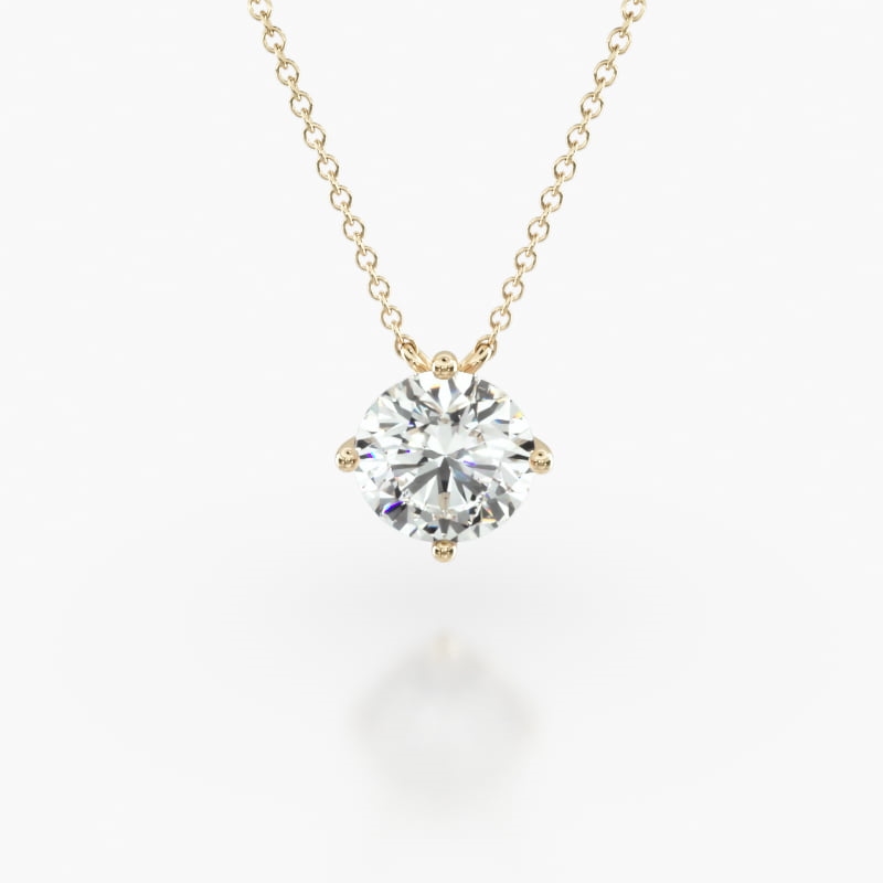 14K Yellow Gold Kite Set Solitaire Diamond Pendant (Mounting)