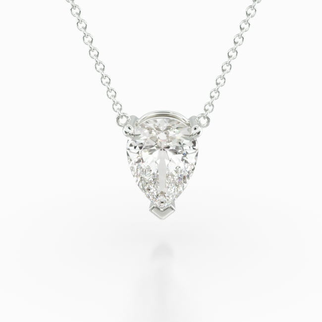 This light wire basket is designed to showcase the unique characteristics of the pear shaped diamond of your choice. This lovely solitaire pendant is attached to an 18" cable link chain. Truly a classic design that is perfect for any occasion. Center diamond or gemstone purchase required