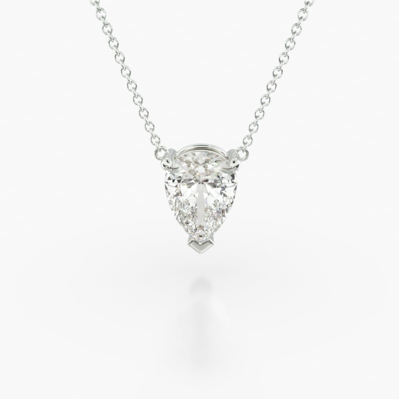 14K White Gold Pear Shape Diamond Solitaire Pendant (Mounting)