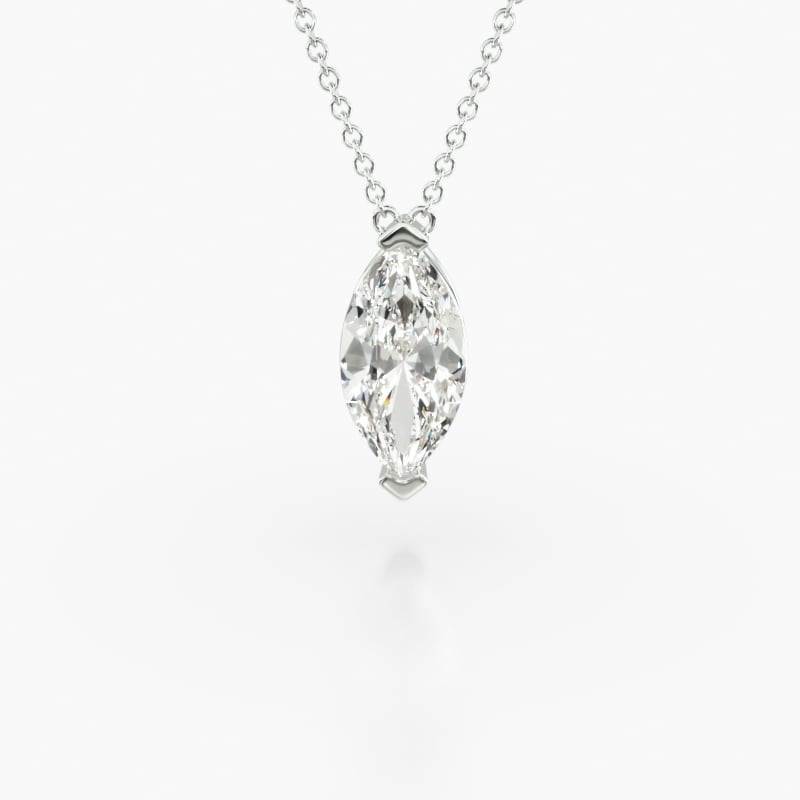 14K White Gold Marquise Cut Diamond Solitaire Pendant (Mounting)