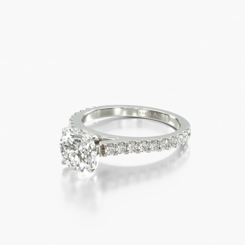 Platinum Common Prong Round Shaped Diamond Engagement Ring