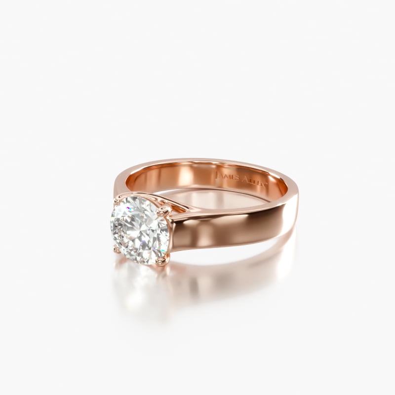 14K Rose Gold 3.3mm Cross Prong Solitaire Engagement Ring