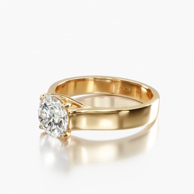 14K Yellow Gold 3.3mm Cross Prong Solitaire Engagement Ring