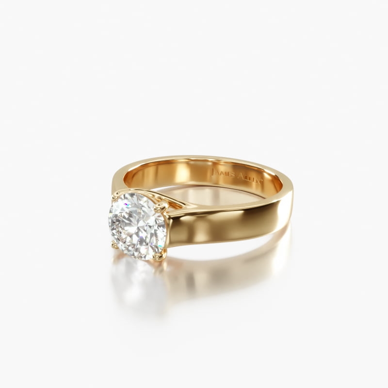 18K Yellow Gold 3.3mm Cross Prong Solitaire Engagement Ring