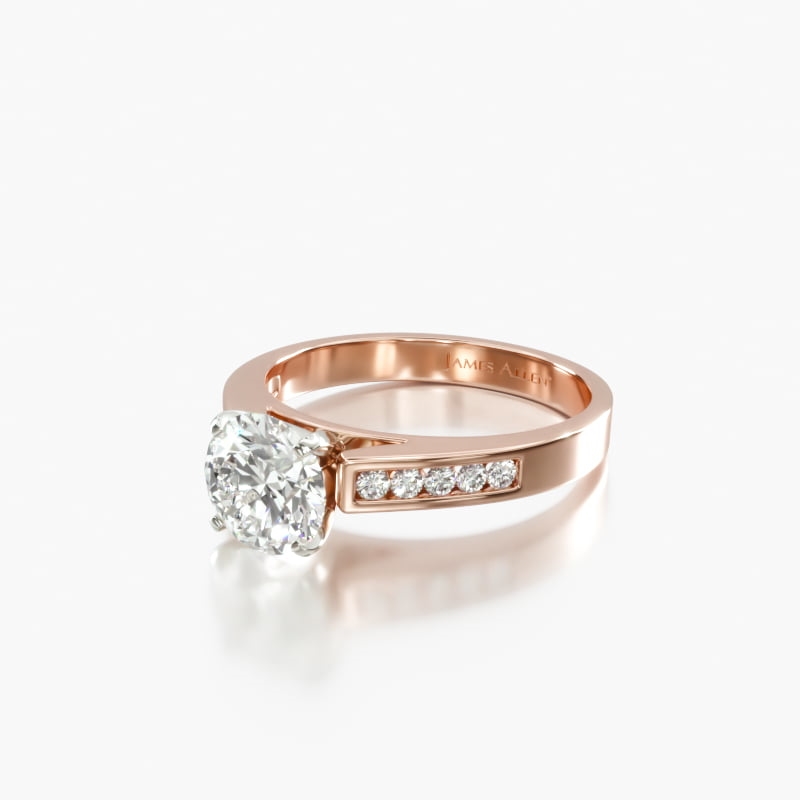 14K Rose Gold Channel Set Round Shaped Diamond Engagement Ring