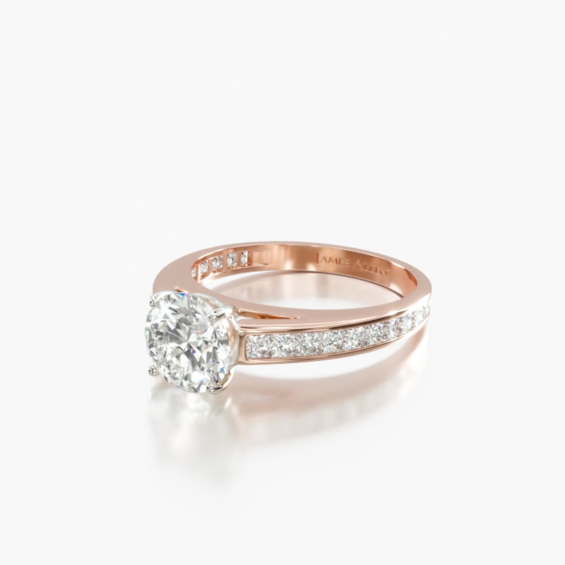 14K Rose Gold Channel Set Princess Shaped Diamond Engagement Ring