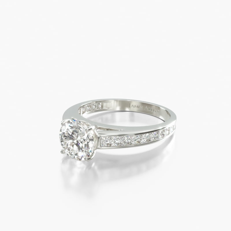 14K White Gold Channel Set Princess Shaped Diamond Engagement Ring
