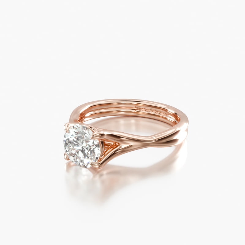 14K Rose Gold Twisted Shank Contemporary Solitaire