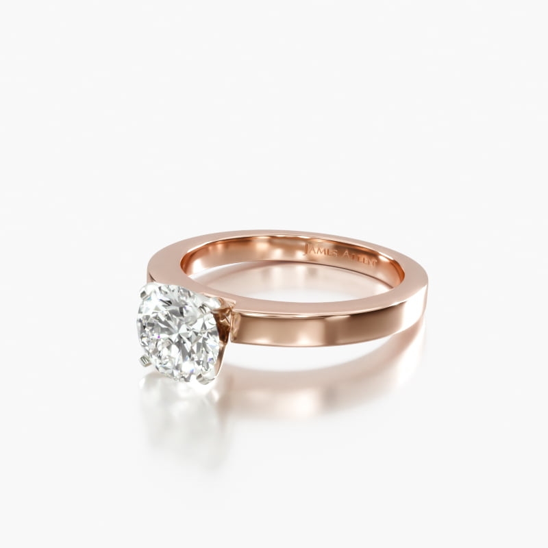 14K Rose Gold Flat Edged Diamond Solitaire Engagement Ring