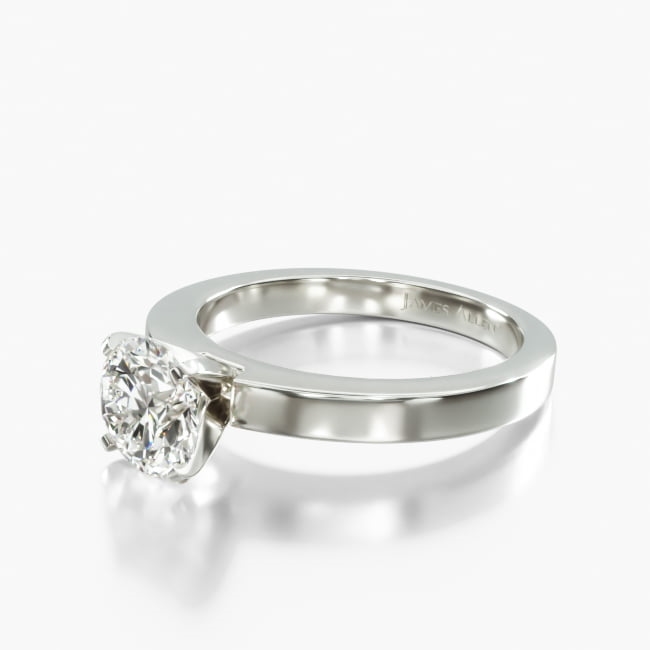 18K White Gold Flat Edged Diamond Solitaire Engagement Ring