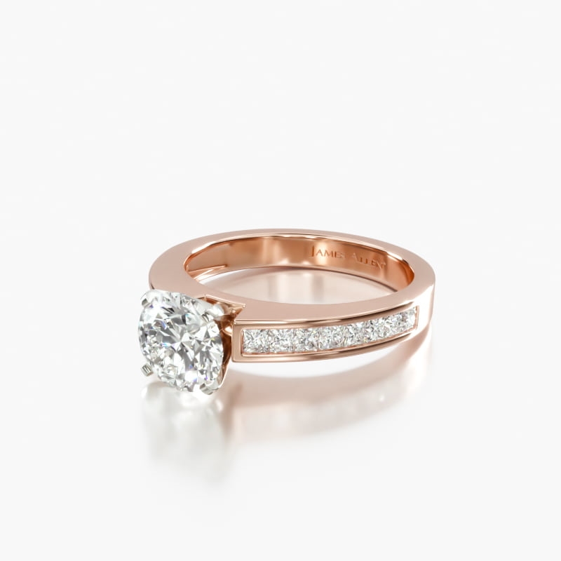 14K Rose Gold Channel Set Princess Shaped Engagement Ring