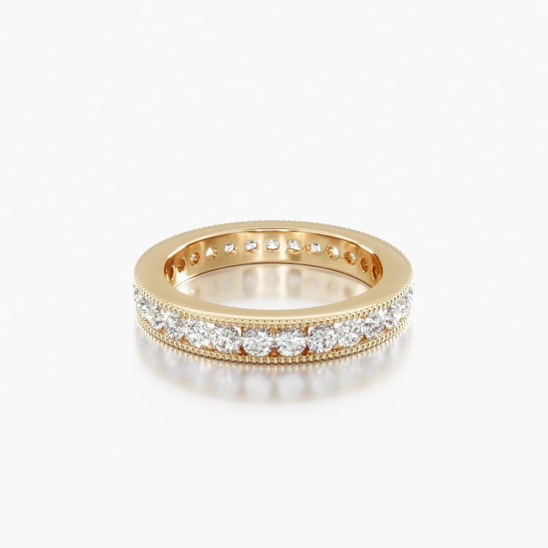 14K Yellow Gold Ladies 1.00ctw Milgrain Channel Set Diamond