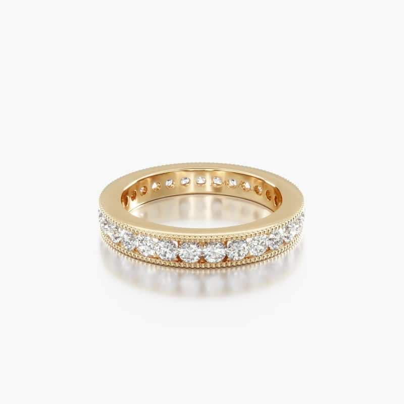 18K Yellow Gold Ladies 1.00ctw* Milgrain Channel Set Diamond Eternity Ring