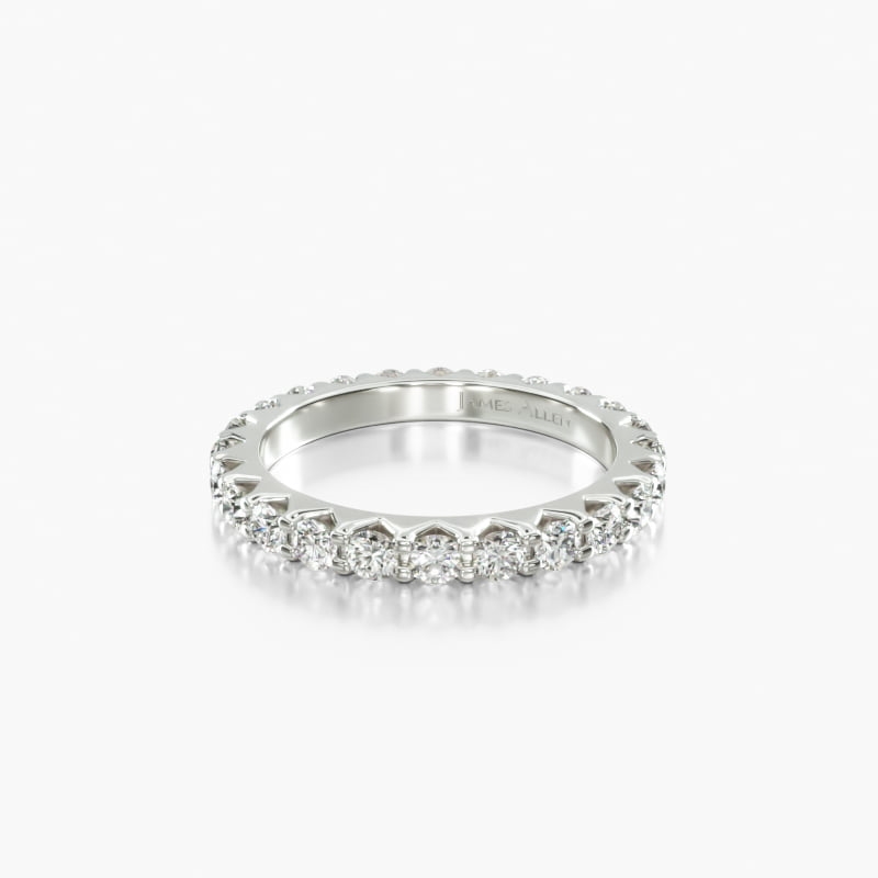 Platinum Ladies 1.00CTW.* Angled Common Prong Diamond Eternity Ring