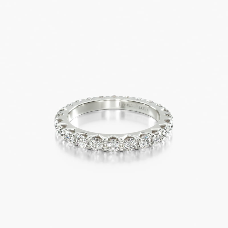 14K White Gold Ladies 1.00CTW.* Angled Common Prong Diamond Eternity Ring