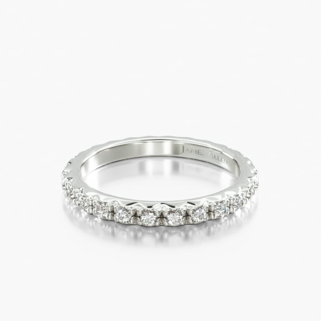 14K White Gold French Cut Pavé Diamond Eternity Ring (0.50 CTW)