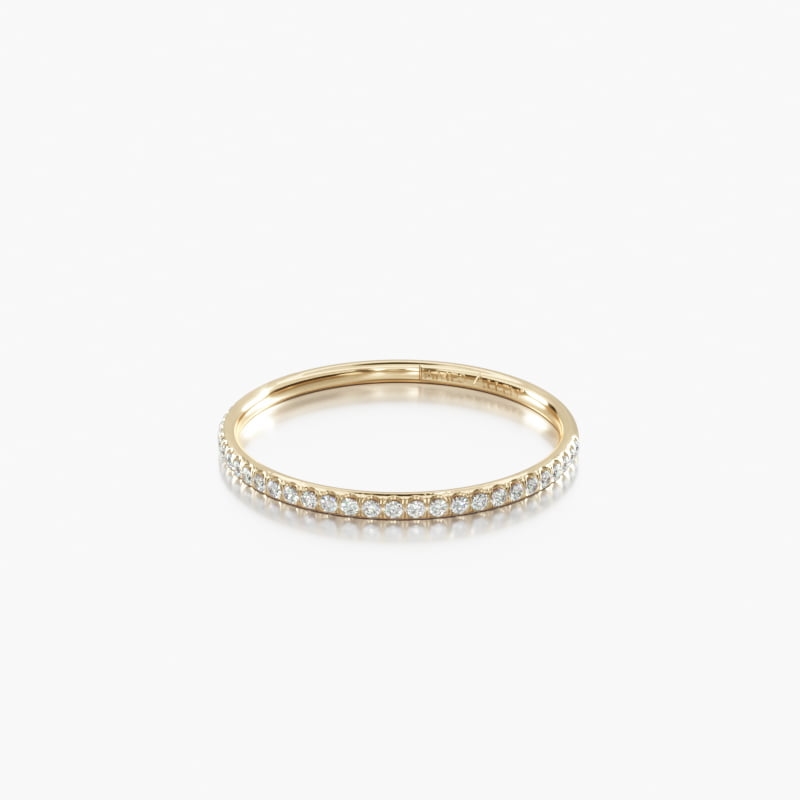 14K Yellow Gold U Pavé Rounded Wedding Ring