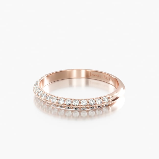 14K Rose Gold Pavé Knife Edge Lotus Band