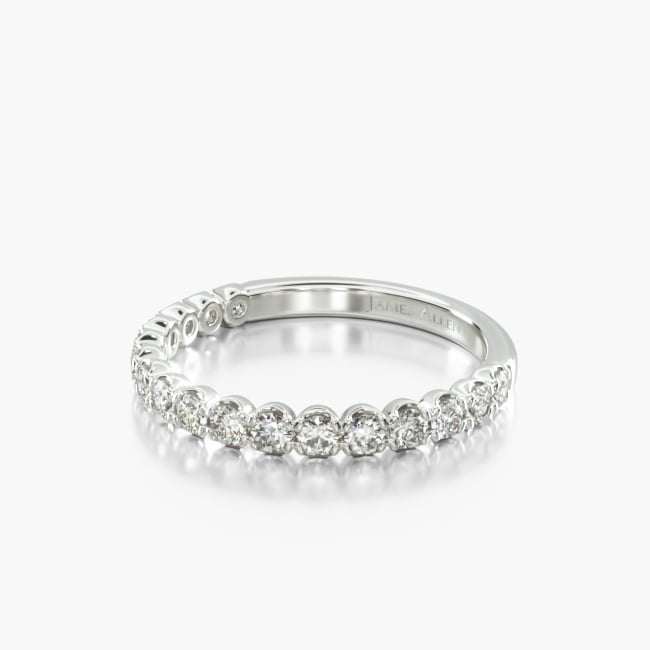 Platinum Scallop Style Matching Diamond Wedding Ring